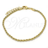 Pulsera Básica 04.213.0105.07 Oro Laminado, Diseño de Rope, Pulido, Tono Dorado (03 MM Thickness, 7 Inches Length)