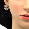 Arete Dormilona 02.217.0080.1 *PROMO* Oro Laminado, Diseño de Flor y Baguette, con Rubi and Blanca Zirconia Cubica, Pulido, Tono Dorado