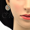 Arete Dormilona 02.217.0080.2 *PROMO* Oro Laminado, Diseño de Flor y Baguette, con Granate and Blanca Zirconia Cubica, Pulido, Tono Dorado