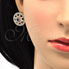Arete Dormilona 02.217.0080.4 Oro Laminado, Diseño de Flor, con Zirconia Cubica Zafiro Azul y Blanca, Pulido, Tono Dorado