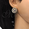 Arete Dormilona 02.217.0080.4 Oro Laminado, Diseño de Flor, con Zirconia Cubica Zafiro Azul y Blanca, Pulido, Tono Dorado