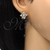 Arete Dormilona 02.217.0081 *PROMO* Oro Laminado, Diseño de Gota, con Blanca Zirconia Cubica, Pulido, Tono Dorado