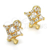 Arete Dormilona 02.217.0081 *PROMO* Oro Laminado, Diseño de Gota, con Blanca Zirconia Cubica, Pulido, Tono Dorado