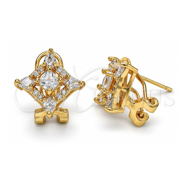 Arete Dormilona 02.217.0081 *PROMO* Oro Laminado, Diseño de Gota, con Zirconia Cubica Blanca, Pulido, Tono Dorado