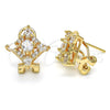 Arete Dormilona 02.217.0081 *PROMO* Oro Laminado, Diseño de Gota, con Blanca Zirconia Cubica, Pulido, Tono Dorado