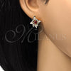 Arete Dormilona 02.217.0081.1 *PROMO* Oro Laminado, Diseño de Gota, con Rubi and Blanca Zirconia Cubica, Pulido, Tono Dorado