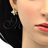 Arete Dormilona 02.217.0081.6 Oro Laminado, Diseño de Gota, con Rosado and Blanca Zirconia Cubica, Pulido, Tono Dorado