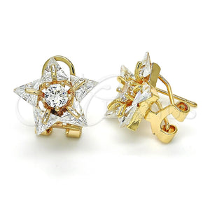 Arete Dormilona 02.217.0082 *PROMO* Oro Laminado, Diseño de Estrella, con Blanca Zirconia Cubica, Pulido, Tono Dorado