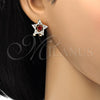 Arete Dormilona 02.217.0082.1 *PROMO* Oro Laminado, Diseño de Estrella, con Rubi and Blanca Zirconia Cubica, Pulido, Tono Dorado