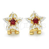 Arete Dormilona 02.217.0082.1 *PROMO* Oro Laminado, Diseño de Estrella, con Rubi and Blanca Zirconia Cubica, Pulido, Tono Dorado