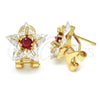 Arete Dormilona 02.217.0082.1 *PROMO* Oro Laminado, Diseño de Estrella, con Rubi and Blanca Zirconia Cubica, Pulido, Tono Dorado
