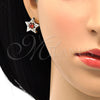 Arete Dormilona 02.217.0082.2 *PROMO* Oro Laminado, Diseño de Estrella, con Granate and Blanca Zirconia Cubica, Pulido, Tono Dorado
