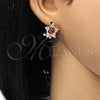 Arete Dormilona 02.217.0082.2 *PROMO* Oro Laminado, Diseño de Estrella, con Granate and Blanca Zirconia Cubica, Pulido, Tono Dorado
