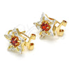 Arete Dormilona 02.217.0082.2 *PROMO* Oro Laminado, Diseño de Estrella, con Granate and Blanca Zirconia Cubica, Pulido, Tono Dorado