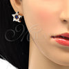 Arete Dormilona 02.217.0082.4 *PROMO* Oro Laminado, Diseño de Estrella, con Zafiro Azul and Blanca Zirconia Cubica, Pulido, Tono Dorado