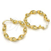 Argolla Mediana 02.170.0207.1.30 Oro Laminado, Diseño de Torcido, Pulido, Tono Dorado