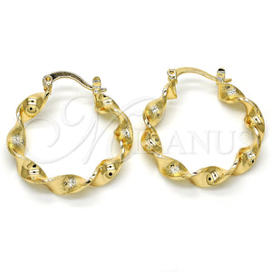 Argolla Mediana 02.170.0207.1.30 Oro Laminado, Diseño de Torcido, Pulido, Tono Dorado