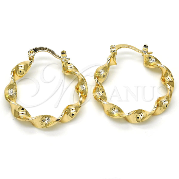 Argolla Mediana 02.170.0207.1.30 Oro Laminado, Diseño de Torcido, Pulido, Tono Dorado