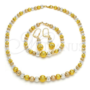 Collar, Pulsera y Dije 06.170.0006 Oro Laminado, Diamantado, Tres Tonos