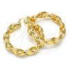 Argolla Grande 02.170.0218.50 Oro Laminado, Diseño de Torcido y Hueco, Pulido, Tono Dorado