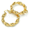 Argolla Grande 02.170.0218.50 Oro Laminado, Diseño de Torcido y Hueco, Pulido, Tono Dorado