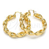 Argolla Grande 02.170.0218.50 Oro Laminado, Diseño de Torcido y Hueco, Pulido, Tono Dorado
