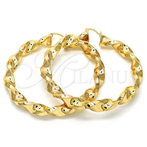 Argolla Extra Grande 02.170.0218.70 Oro Laminado, Diseño de Torcido y Hueco, Pulido, Tono Dorado
