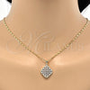 Collares con Dije 04.94.0008.18 Oro Laminado, con Blanca Zirconia Cubica, Pulido, Tono Dorado (02 MM Thickness, 18 Inches Length)