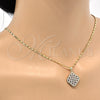 Collares con Dije 04.94.0008.18 Oro Laminado, con Blanca Zirconia Cubica, Pulido, Tono Dorado (02 MM Thickness, 18 Inches Length)