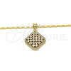 Collares con Dije 04.94.0008.18 Oro Laminado, con Blanca Zirconia Cubica, Pulido, Tono Dorado (02 MM Thickness, 18 Inches Length)