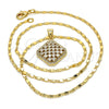 Collares con Dije 04.94.0008.18 Oro Laminado, con Blanca Zirconia Cubica, Pulido, Tono Dorado (02 MM Thickness, 18 Inches Length)