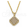 Collares con Dije 04.94.0008.18 Oro Laminado, con Zirconia Cubica Blanca, Pulido, Tono Dorado (Grosor 02 MM, 18 Pulgadas de Largo)