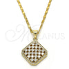 Collares con Dije 04.94.0008.18 Oro Laminado, con Blanca Zirconia Cubica, Pulido, Tono Dorado (02 MM Thickness, 18 Inches Length)