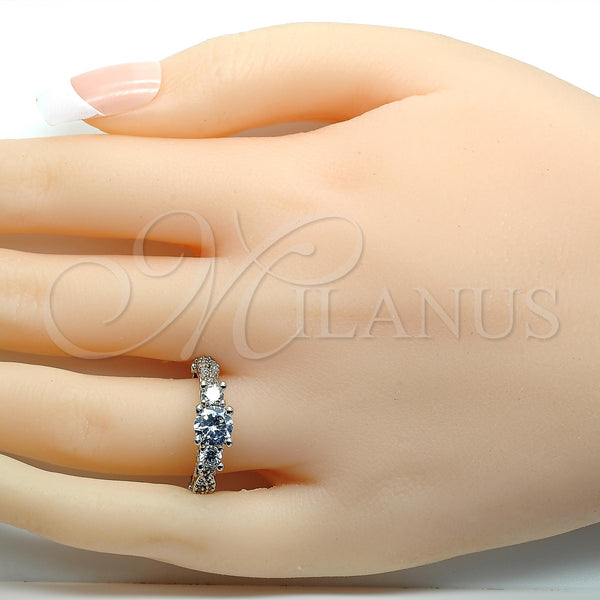 Anillo Multi Piedra 01.94.0002.1.07 Rodio Laminado, con Zirconia Cubica Blanca, Pulido, Rodinado (Tamaño 7)