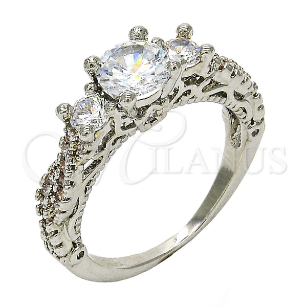 Anillo Multi Piedra 01.94.0002.1.07 Rodio Laminado, con Zirconia Cubica Blanca, Pulido, Rodinado (Tamaño 7)