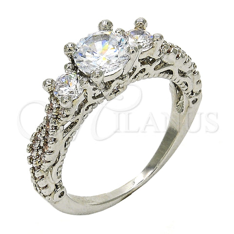 Anillo Multi Piedra 01.94.0002.1.07 Rodio Laminado, con Zirconia Cubica Blanca, Pulido, Rodinado (Tamaño 7)