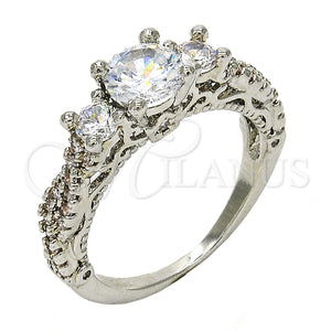 Anillo Multi Piedra 01.94.0002.1.08 Rodio Laminado, con Zirconia Cubica Blanca, Pulido, Rodinado (Tamaño 8)