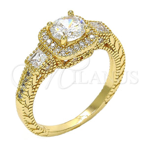 Anillo Multi Piedra 01.94.0005.08 Oro Laminado, con Blanca Zirconia Cubica and Blanca Micro Pave, Pulido, Tono Dorado (Size 8)