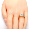 Anillo Multi Piedra 01.94.0006.07 Oro Laminado, con Blanca Zirconia Cubica, Pulido, Tono Dorado (Size 7)