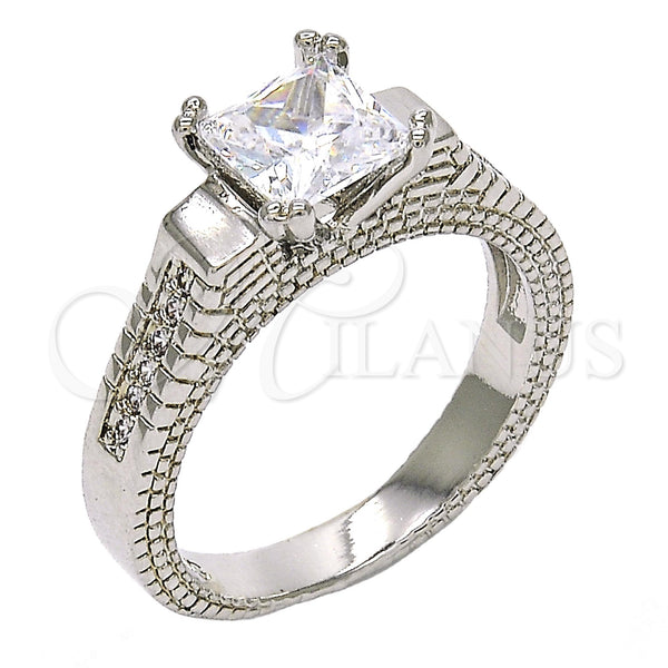 Anillo Multi Piedra 01.94.0006.1.07 Rodio Laminado, con Zirconia Cubica Blanca, Pulido, Rodinado (Tamaño 7)