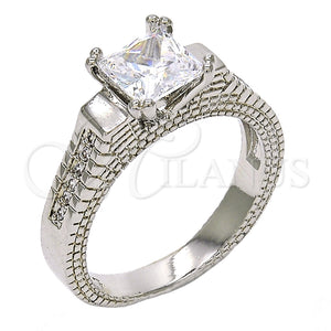 Anillo Multi Piedra 01.94.0006.1.07 Rodio Laminado, con Zirconia Cubica Blanca, Pulido, Rodinado (Tamaño 7)
