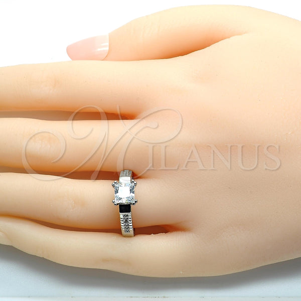Anillo Multi Piedra 01.94.0006.1.08 Rodio Laminado, con Zirconia Cubica Blanca, Pulido, Rodinado (Tamaño 8)