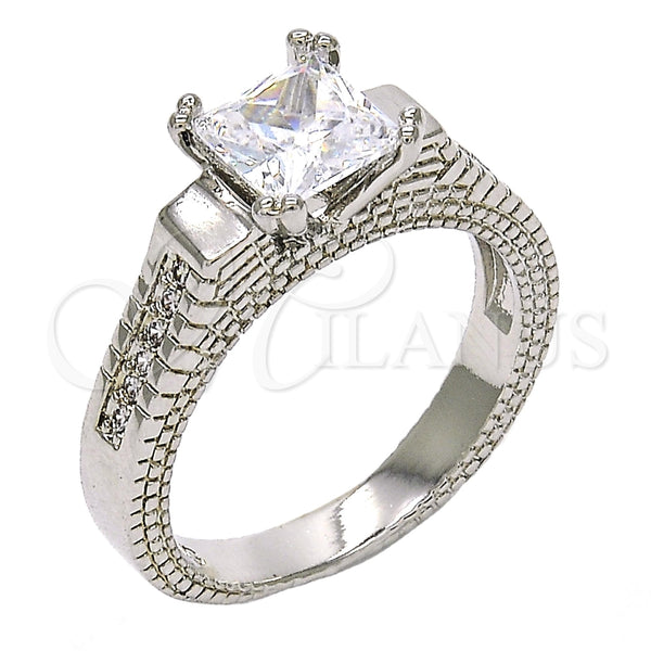 Anillo Multi Piedra 01.94.0006.1.08 Rodio Laminado, con Zirconia Cubica Blanca, Pulido, Rodinado (Tamaño 8)
