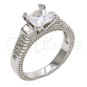 Anillo Multi Piedra 01.94.0006.1.08 Rodio Laminado, con Zirconia Cubica Blanca, Pulido, Rodinado (Tamaño 8)