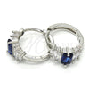 Argolla Huggie 02.237.0025.5.15 Rodio Laminado, con Zirconia Cubica Zafiro Azul y Blanca, Pulido, Rodinado