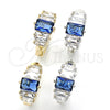Argolla Huggie 02.237.0025.5.15 Rodio Laminado, con Zirconia Cubica Zafiro Azul y Blanca, Pulido, Rodinado