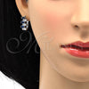Argolla Huggie 02.237.0021.5.15 Rodio Laminado, Diseño de Baguette, con Zirconia Cubica Zafiro Azul y Blanca, Pulido, Rodinado