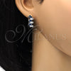 Argolla Huggie 02.237.0021.5.15 Rodio Laminado, Diseño de Baguette, con Zirconia Cubica Zafiro Azul y Blanca, Pulido, Rodinado