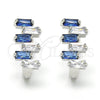 Argolla Huggie 02.237.0021.5.15 Rodio Laminado, Diseño de Baguette, con Zirconia Cubica Zafiro Azul y Blanca, Pulido, Rodinado