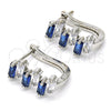 Argolla Huggie 02.237.0021.5.15 Rodio Laminado, Diseño de Baguette, con Zirconia Cubica Zafiro Azul y Blanca, Pulido, Rodinado